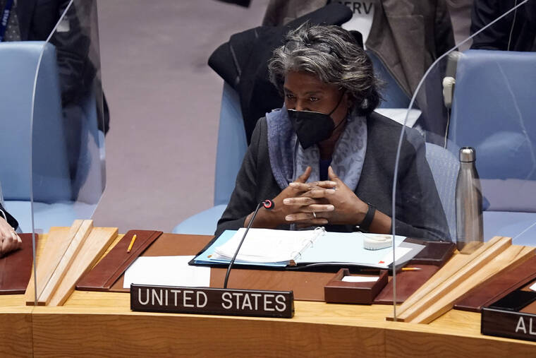 ASSOCIATED PRESS
                                Linda Thomas-Greenfield, U.S. Ambassador to the United Nations, addressed the United Nations Security Council, before a vote, today.