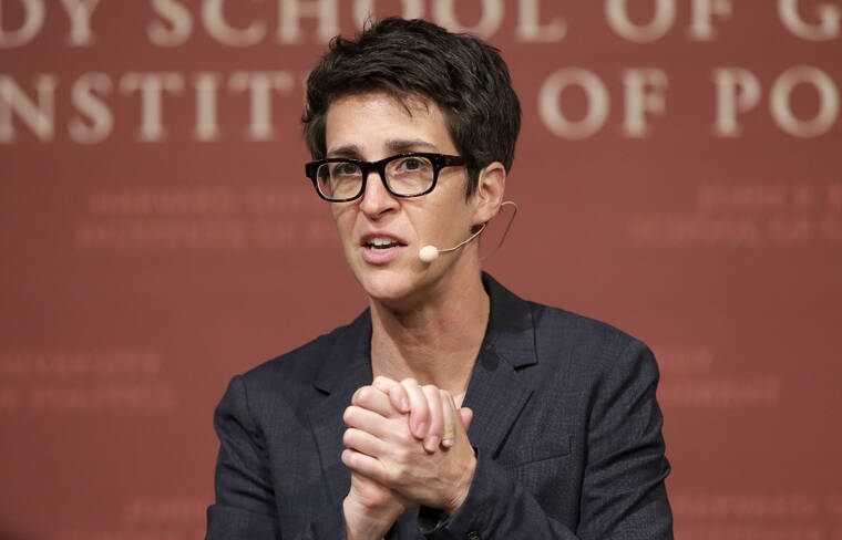 ASSOCIATED PRESS
                                MSNBC television anchor Rachel Maddow, host of the Rachel Maddow Show, moderates a panel on Oct. 16, 2017, in Cambridge, Mass.