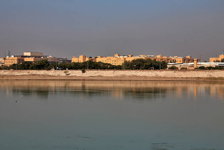 ASSOCIATED PRESS / 2020
                                The U.S. Embassy is seen from across the Tigris River in Baghdad, Iraq.