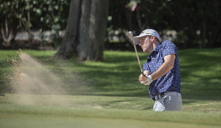 CINDY ELLEN RUSSELL / CRUSSELL@STARADVERTISER.COM
                                Russell Henley closed with four birdies and an eagle over his final six holes to take the second round lead at the Sony Open in Hawaii on Friday at Waialae Country Club.