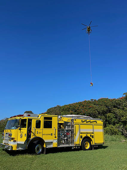 COURTESY MAUI DEPARTMENT OF FIRE & PUBLIC SAFETY
                                A passenger involved in the plane crash was airlifted out of the area.
