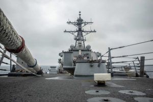 U.S. NAVY / AP
                                The U.S. Arleigh Burke-class guided-missile destroyer USS Curtis Wilbur (DDG 54) conducts routine operations in the Taiwan Strait, May 18, 2021.