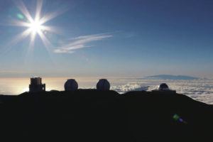 ASSOCIATED PRESS / 2019
                                The sun sets behind telescopes at the summit of Mauna Kea on the Big Island.