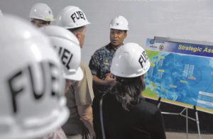 U.S. NAVY / 2018
                                Capt. Ken Epps, commanding officer of Naval Facilities Engineering Command, center, briefs a group during a tour of the Red Hill Bulk Fuel Storage Facility.