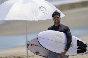 ASSOCIATED PRESS
                                Brazil’s Gabriel Medina holds his surfboards during a training session at the Tokyo Olympics on July 22 in Ichinomiya, Japan.
