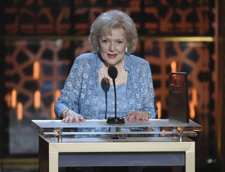 CHRIS PIZZELLO/INVISION/AP / 2015
                                Betty White accepts the legend award at the TV Land Awards at the Saban Theatre in Beverly Hills, Calif. The late Betty White was a tireless advocate for animals for her entire life, from caring for homeless animals as a child to launching her own weekly TV show “The Pet Set” dedicated to her celebrity friends and their pets. Her biggest contribution, though, was fans donating to animal welfare charities and local shelters on Jan. 17, as part of the #BettyWhiteChallenge.