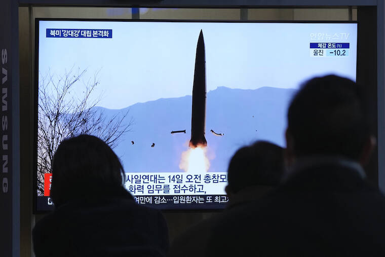 ASSOCIATED PRESS / JAN. 20
                                People watch a TV showing a file image of North Korea’s missile launch during a news program at the Seoul Railway Station in Seoul, South Korea.