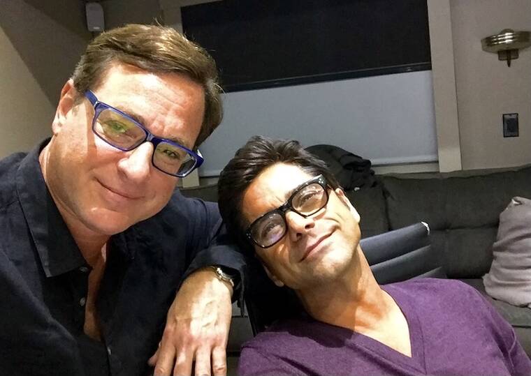 JOHN STAMOS VIA THE NEW YORK TIMES 
                                In an image provided by the actor, Bob Saget, left, in with John Stamos during production of “Fuller House” in 2020. “Bob was bombastic with his love and his friendship,” Stamos recalled. “If you were a friend or even an acquaintance, he was like this on you all the time.”
