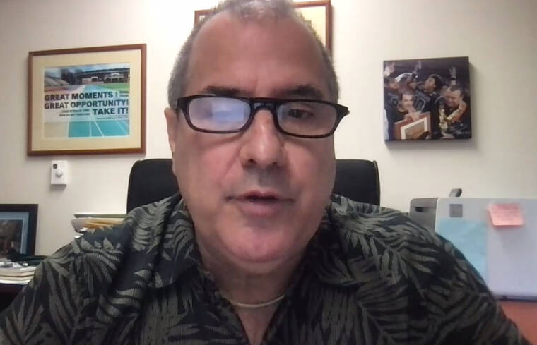 Star-Advertiser
                                University of Hawaii Athletic Director David Matlin answered the media’s questions during a Zoom meeting on Tuesday.