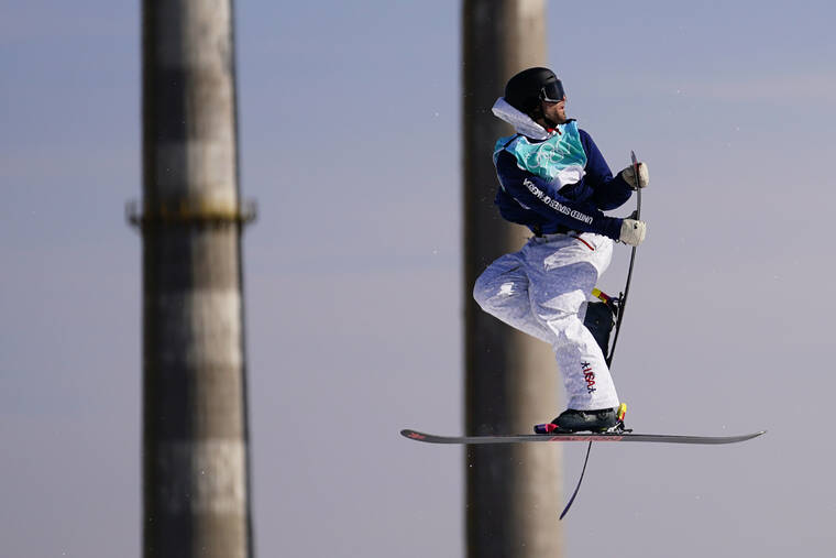 ASSOCIATED PRESS
                                Alexander Hall of the United States trains ahead of the men’s freestyle skiing big air qualification round of the 2022 Winter Olympics, Monday, in Beijing.