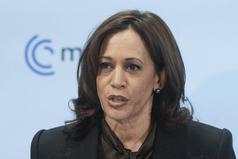 MICHAEL PROBST / AP
                                United States Vice President Kamala Harris speaks during the Munich Security Conference, in Munich, Germany.