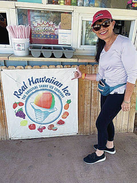 Mavis Nikaido of Honolulu spotted a Real Hawaiian Ice shave ice vendor at the Out of Africa Wildlife Park in Camp Verde, Ariz., in October. 
Photo by Paul Bursey.