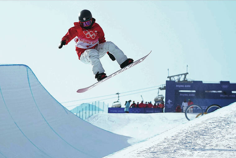 ASSOCIATED PRESS
                                At top, Japan’s Ruki Tomita competed during the women’s halfpipe finals at the 2022 Winter Olympics.