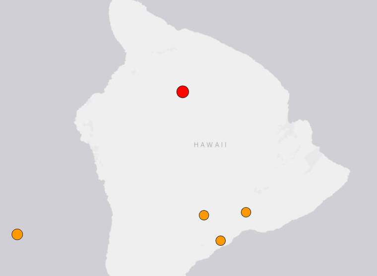 COURTESY USGS A magnitude 4.5 earthquake struck near Waimea on Hawaii island this morning.