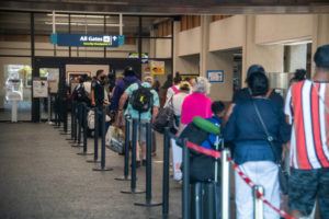 STAR-ADVERTISER / JULY 2021
                                Travelers lined up for departure flights at the Daniel K. Inouye International Airport. Hawaii lost 10,358 residents from July 1, 2020, to July 1, 2021, according to U.S. Census Bureau data released today, continuing a trend that was hurried along by the COVID-19 pandemic.