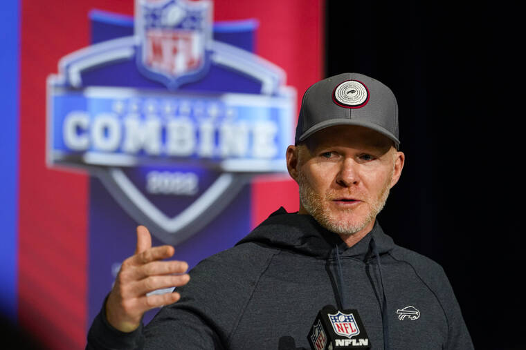 ASSOCIATED PRESS
                                Buffalo Bills head coach Sean McDermott speaks during a press conference at the NFL football scouting combine in Indianapolis today.