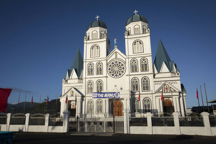 NEW ZEALAND HERALD VIA AP / JULY 2015
                                Samoa has reported scores of new COVID-19 cases each day since detecting its first case of community transmission last week. This photo shows the Catholic Cathedral in Apia, on the island of Upolu, Samoa, in 2015.