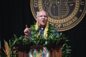 CRAIG T. KOJIMA / CKOJIMA@STARADVERTISER.COM
                                Honolulu Mayor Rick Blangiardi delivered his State of the City address Tuesday.