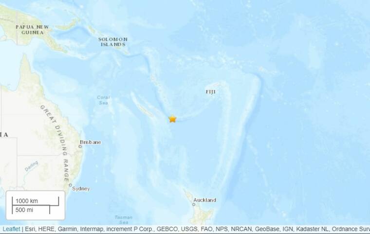 U.S. GEOLOGICAL SURVEY
                                There is no tsunami threat to Hawaii following a 6.3 magnitude earthquake detected southeast of the Loyalty Islands near New Caledonia this morning.
