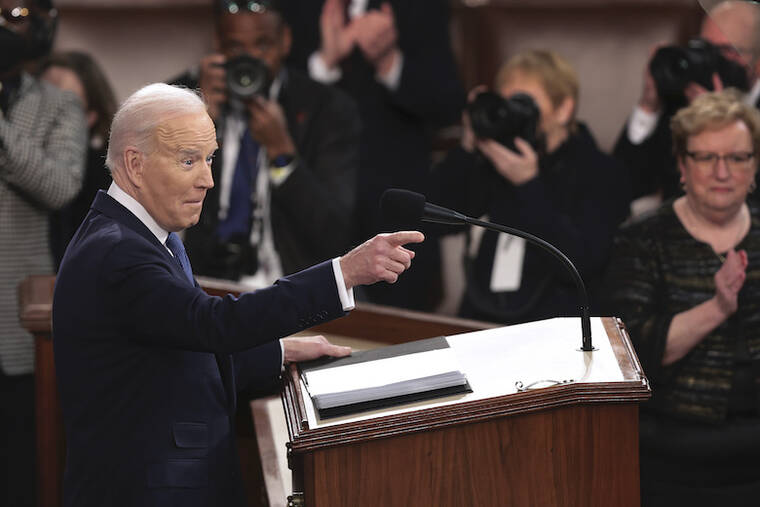 WIN MCNAMEE, POOL VIA AP
                                President Joe Biden arrives to deliver his State of the Union address to a joint session of Congress at the Capitol in Washington, D.C.
