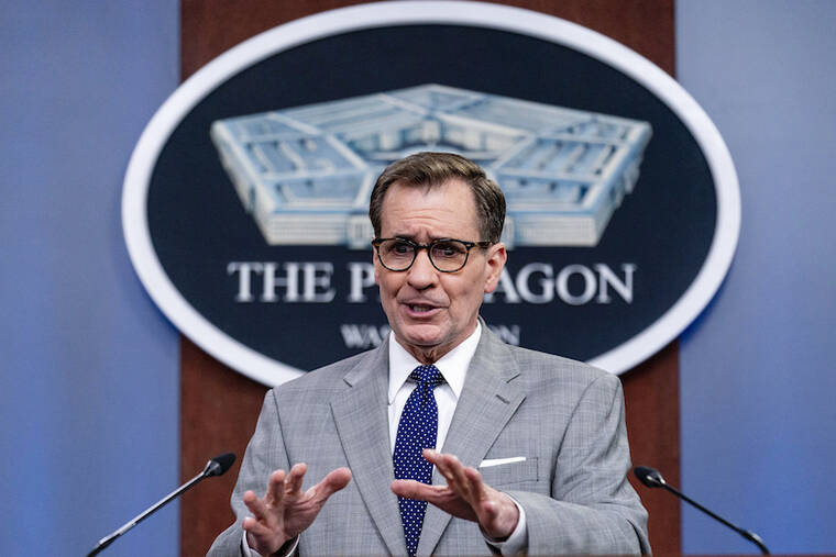 ASSOCIATED PRESS
                                Pentagon spokesman John Kirby speaks during a briefing at the Pentagon in Washington, D.C.