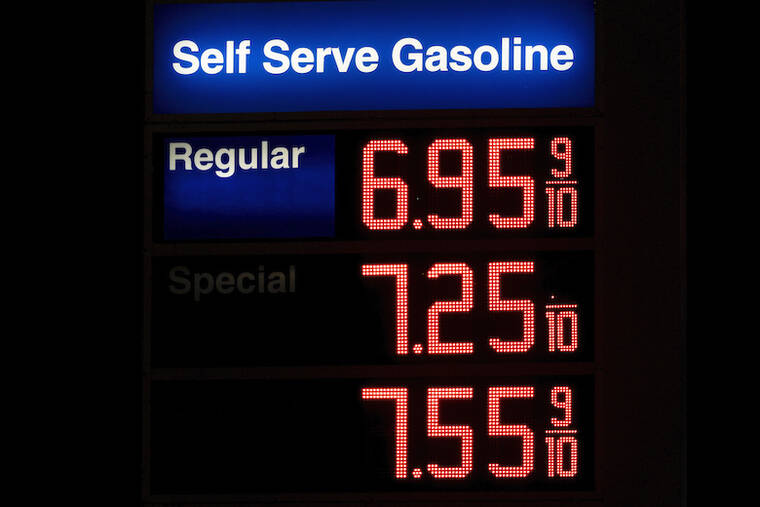 ASSOCIATED PRESS / MARCH 8
                                Gas prices are displayed at a Mobil gas station in West Hollywood, Calif. The average price for a gallon of gasoline in the U.S. hits a record $4.17 on Tuesday as the country prepares to ban Russian oil imports.