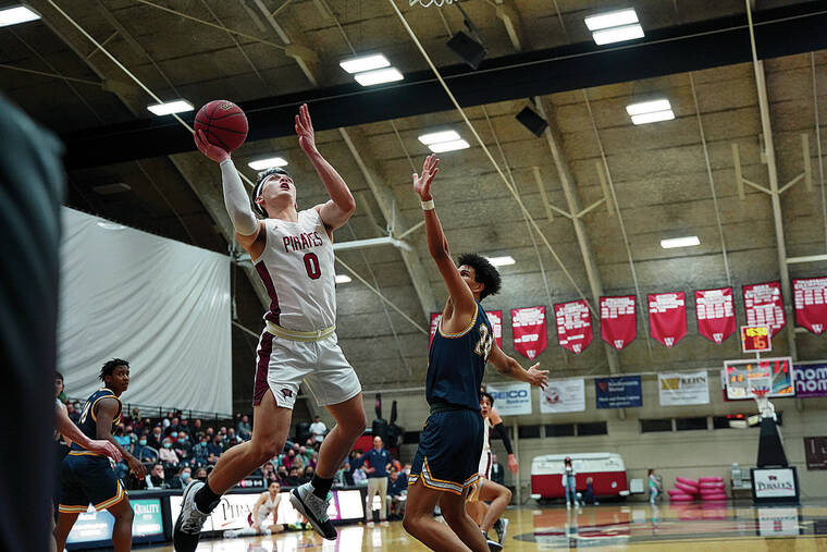 CALEB FLEGEL / WHITWORTH ATHLETICS A conversation with his coach has helped Whitworth sophomore Jake Holtz, above left, get opportunities to elevate his play.