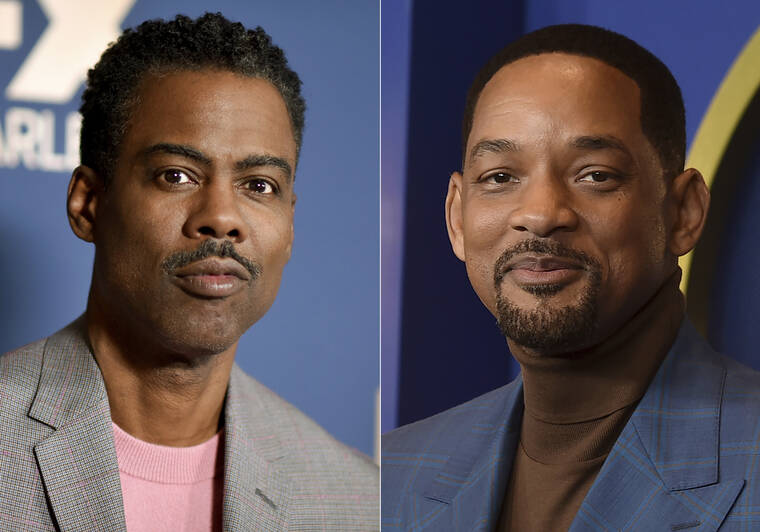 ASSOCIATED PRESS / 2020 AND MARCH 7
                                Chris Rock appears at the the FX portion of theTelevision Critics Association Winter press tour in Pasadena, Calif., left, and Will Smith appears at the 94th Academy Awards nominees luncheon in Los Angeles. Smith was banned from Oscars, other film academy events for 10 years for slapping Rock onstage at Academy Awards.