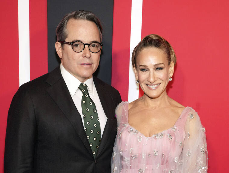 CHARLES SYKES/INVISION/ASSOCIATED PRESS
                                Matthew Broderick and Sarah Jessica Parker attended Neil Simon’s “Plaza Suite” Broadway opening night at the Hudson Theatre, March 28, in New York. Both Broderick and Parker tested positive for COVID-19.