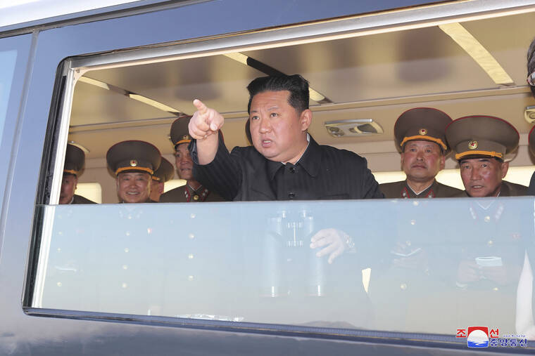 KOREAN CENTRAL NEWS AGENCY / KOREA NEWS SERVICE / AP
                                This undated photo provided Sunday, April 17, 2022, by the North Korean government shows Kim Jong Un at an undisclosed location in North Korea. It said Sunday the country has successfully test-launched a newly developed tactical guided weapon.