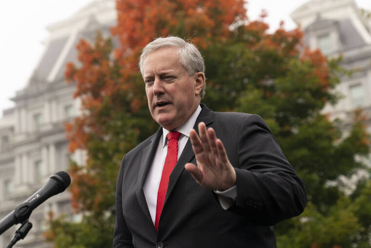 ASSOCIATED PRESS / 2020
                                White House chief of staff Mark Meadows speaks with reporters at the White House in Washington.