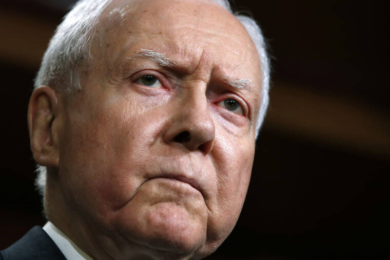ASSOCIATED PRESS / 2018
                                Sen. Orrin Hatch, R-Utah, attends a news conference with Republican members of the Senate Judiciary Committee on Capitol Hill in Washington.