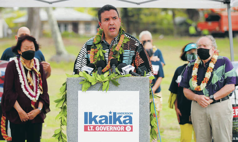 JAMM AQUINO / JAQUINO@STARADVERTISER.COM
                                Ikaika Anderson announced he is entering the race for lieutenant governor on Oct. 12.