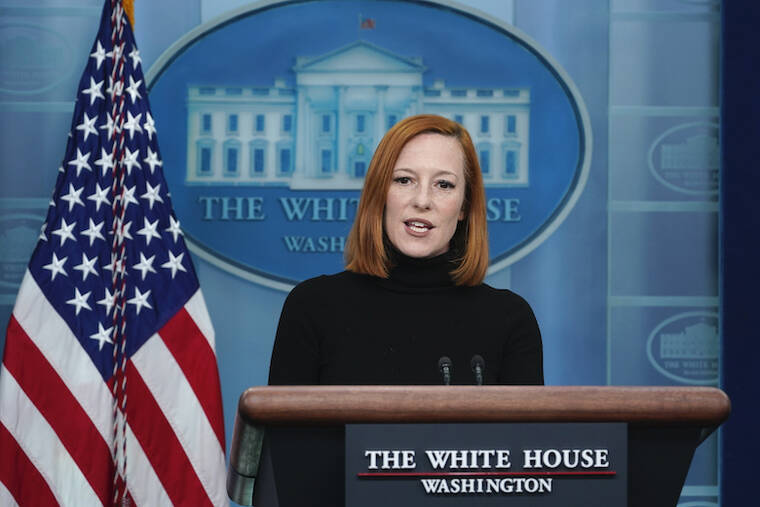 ASSOCIATED PRESS
                                White House press secretary Jen Psaki speaks during the daily briefing at the White House in Washington.