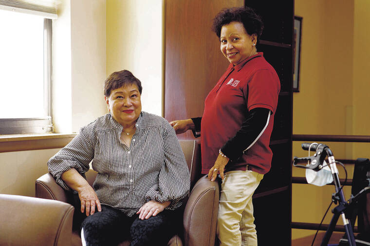 BRIAN FRASER/THE NEW YORK TIMES
                                Felicia Biteranta, left, a retired nurse who has limited mobility since she suffered a stroke, with her home health aide Altagracia Garcia-Reyes on their way to lunch in Jersey City, N.J., March 11, 2022. The Program of All-Inclusive Care for the Elderly, funded by Medicare and Medicaid, has quietly succeeded in enabling some older Americans to age in place.