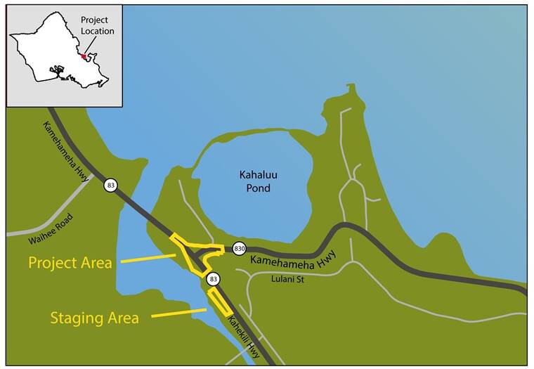 COURTESY HDOT The Hawaii Department of Transportation is seeking community input on its proposed roundabout to replace the T-intersection at Kamehameha and Kahekili highways in Kahaluu by the Hygienic Store.