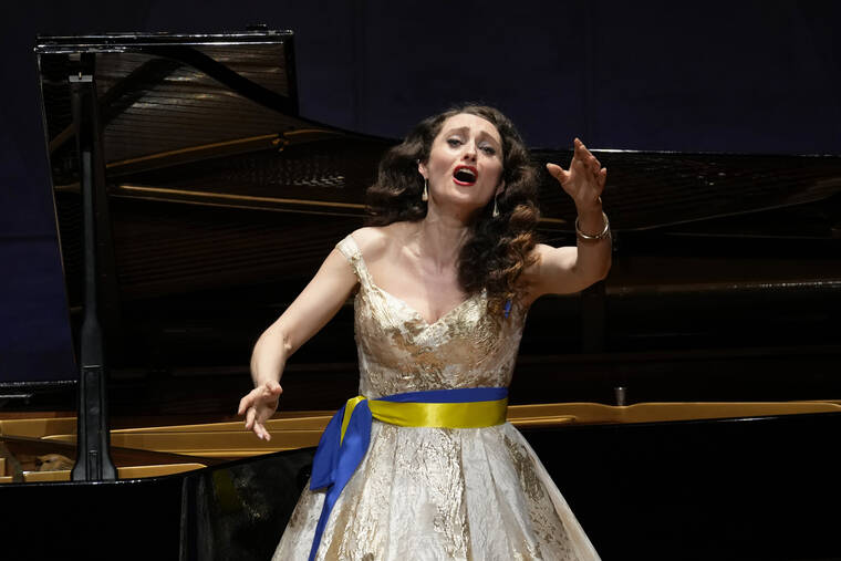 ASSOCIATED PRESS
                                Oksana Stepanyuk, a Ukrainian soprano opera singer living in a Tokyo suburb, sings during a charity concert in Kokubunji, west of Tokyo, Thursday, April 14, 2022. Stepanyuk, who has been singing in Japan for two decades, is dedicating her latest series of concerts to peace.