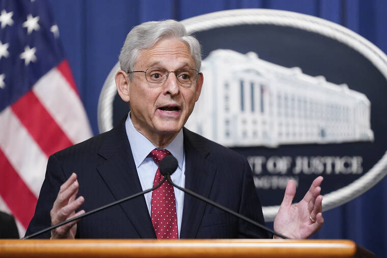 ASSOCIATED PRESS / MAY 5
                                Attorney General Merrick Garland speaks at a news conference to announce actions to enhance the Biden administration’s environmental justice efforts at the Department of Justice in Washington.