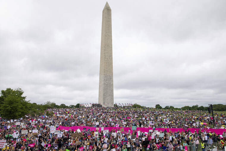 AMANDA ANDRADE-RHOADES / AP
                                Abortion rights demonstrators rally on the National Mall in Washington, during protests across the country.