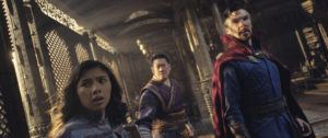 MARVEL STUDIOS VIA AP
                                From left, Xochitl Gomez as America Chavez, Benedict Wong as Wong, and Benedict Cumberbatch as Dr. Stephen Strange in a scene from “Doctor Strange in the Multiverse of Madness.”