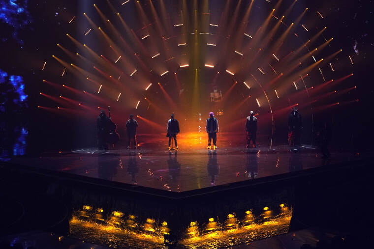 ASSOCIATED PRESS / MAY 14
                                Kalush Orchestra from Ukraine singing Stefania perform during the Grand Final of the Eurovision Song Contest at Palaolimpico arena, in Turin, Italy.