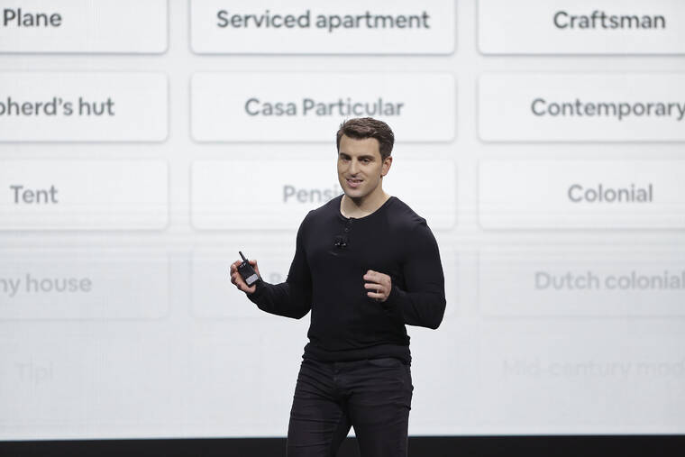 ASSOCIATED PRESS 
                                Airbnb co-founder and CEO Brian Chesky speaks during an event in San Francisco on Feb. 22, 2018. Chesky has donated $100 million to the Obama Foundation to fund scholarships for students pursuing careers in public service that also include multiple stipends for travel. Former President Barack Obama announced the new program called the Voyager Scholarship, with Chesky today.