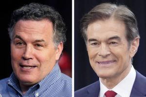 ASSOCIATED PRESS
                                Pennsylvania Republican Senate candidates David McCormick, left, and Mehmet Oz during campaign appearances in May in Pennsylvania.