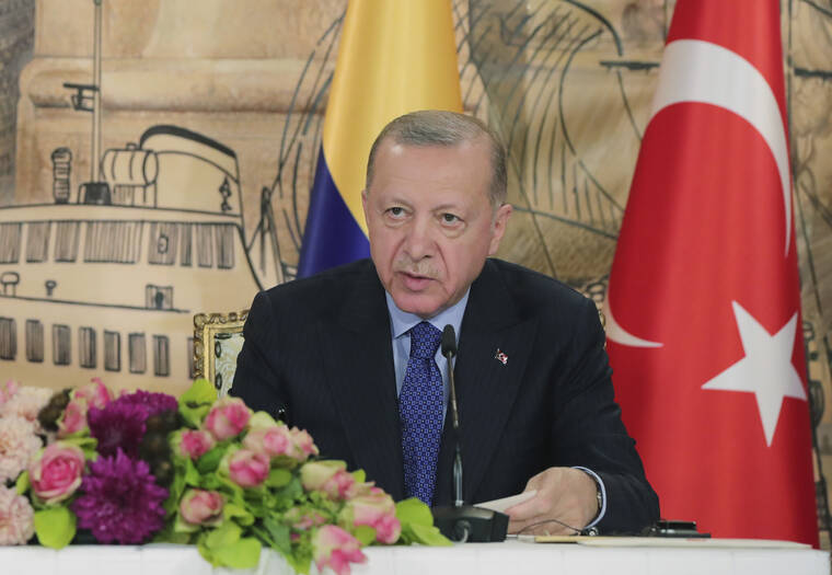 TURKISH PRESIDENCY / AP / MAY 20
                                Turkish President Recep Tayyip Erdogan speaks during a news conference in Istanbul, Turkey.