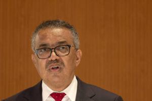 SALVATORE DI NOLFI/KEYSTONE VIA AP
                                Director-General of the World Health Organization (WHO) Tedros Adhanom Ghebreyesus addresses delegates during the first day of the 75th World Health Assembly at the European headquarters of the United Nations in Geneva, Switzerland.