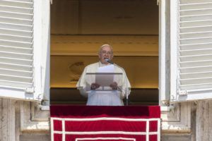 ASSOCIATED PRESS
                                Pope Francis delivers his blessing as he recites the Regina Coeli noon prayer from the window of his studio overlooking St. Peter’s Square, at the Vatican.