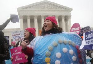 ASSOCIATED PRESS
                                Margot Riphagen of New Orleans, wore a birth control pill costume as she protested in front of the Supreme Court in Washington in March 2014. If the Supreme Court follows through on overturning Roe v. Wade, abortion likely will be banned or greatly restricted in about half the U.S. states.