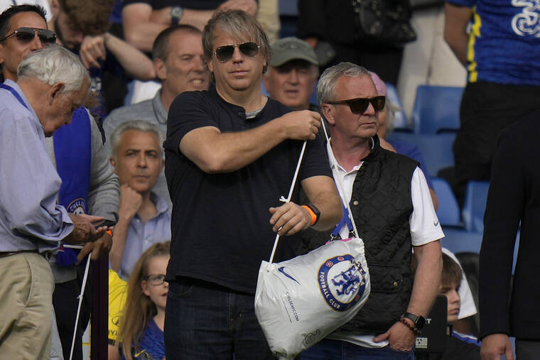 ASSOCIATED PRESS
                                American businessman Todd Boehly attends the English Premier League soccer match between Chelsea and Watford at Stamford Bridge stadium in London on Sunday.
