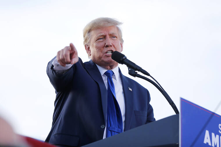 ASSOCIATED PRESS
                                Former President Donald Trump speaks at a rally at the Delaware County Fairgrounds, April 23, in Delaware, Ohio. Trump opened May by lifting a trailing Senate candidate in Ohio to the Republican nomination, seemingly cementing the former president’s kingmaker status before another possible White House run. He’s ending the month, however, stinging from a string of defeats that suggests a diminishing stature.