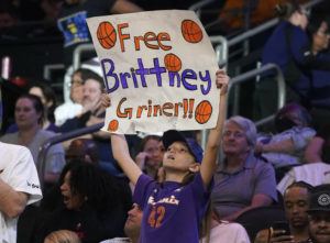 ASSOCIATED PRESS
                                A young Phoenix Mercury fan holds up a “Free Brittney Griner” sign during a WNBA game against the Las Vegas Aces on May 6 in Phoenix.